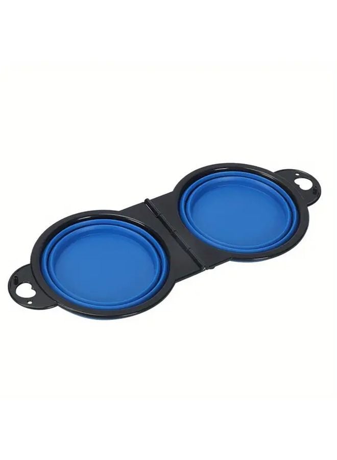 Pink Collapsible Pet Double Bowls Portable Dog Travel Food And Water Bowl For Outdoor Camping Walking - Image 3